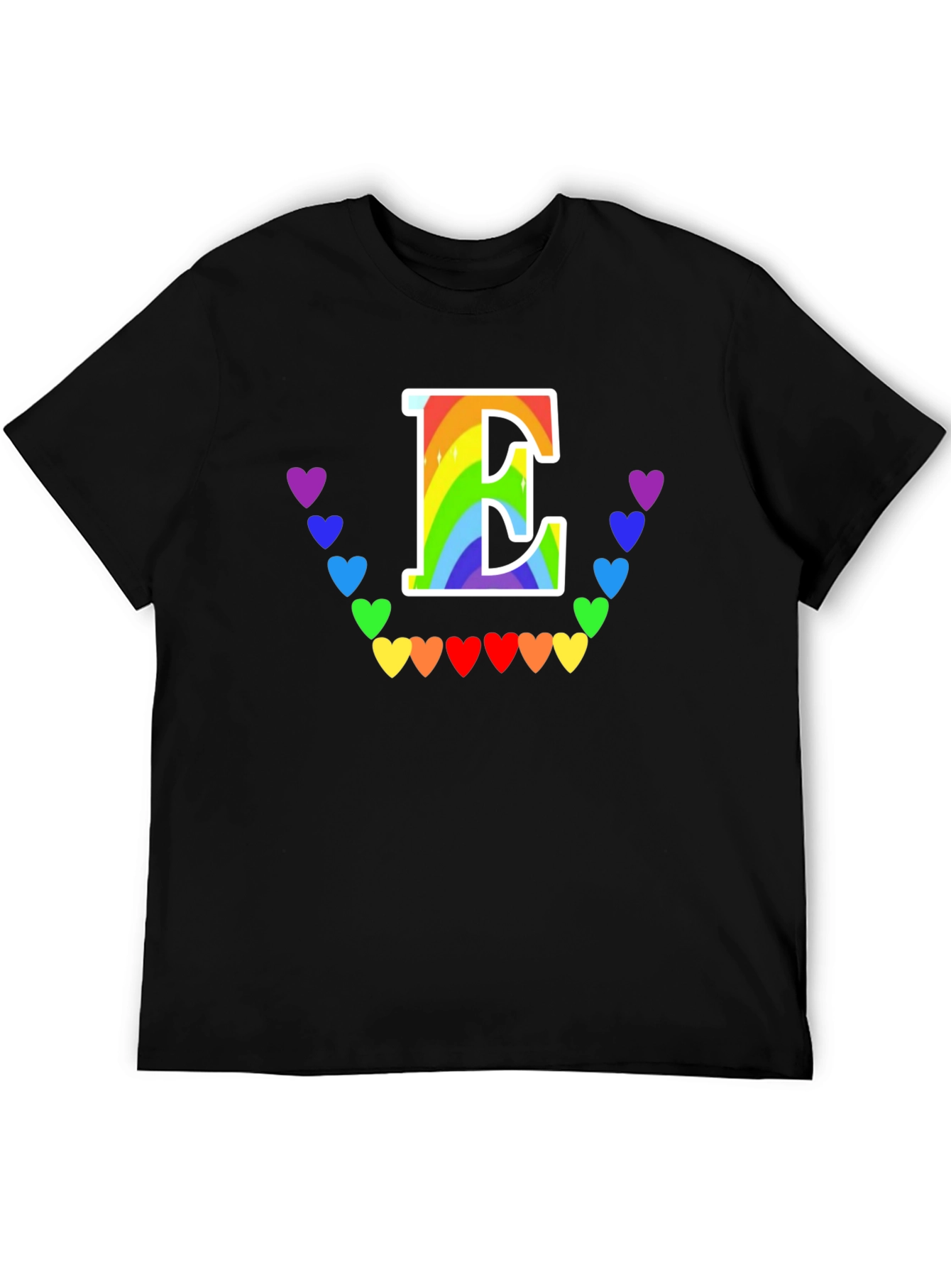 Rainbow Letter E Heart Tee - LGBTQ+ Pride