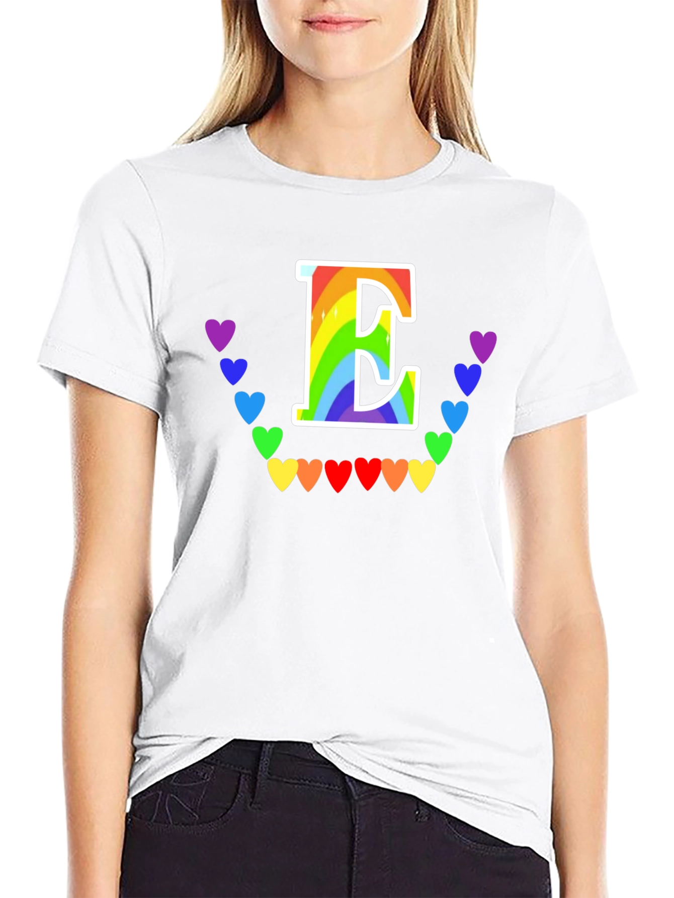 Rainbow Letter E Heart Tee - LGBTQ+ Pride
