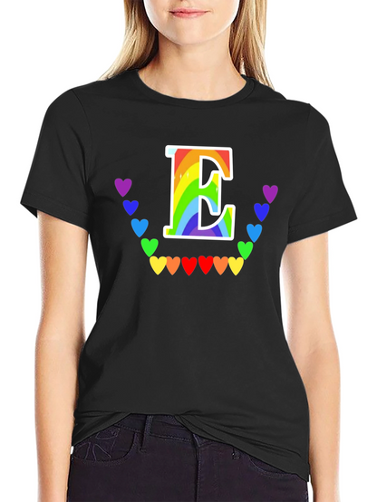 Rainbow Letter E Heart Tee - LGBTQ+ Pride