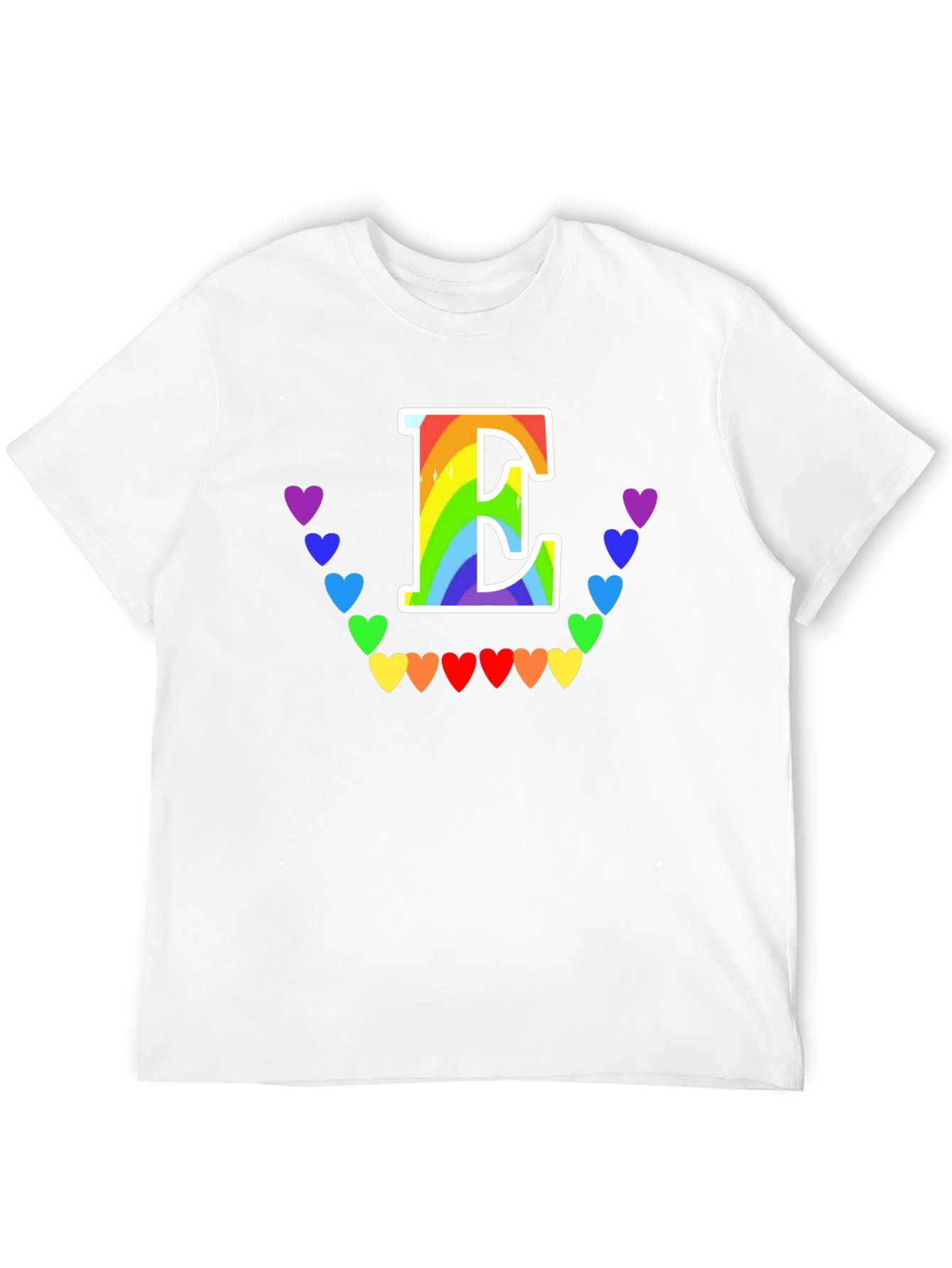 Rainbow Letter E Heart Tee - LGBTQ+ Pride