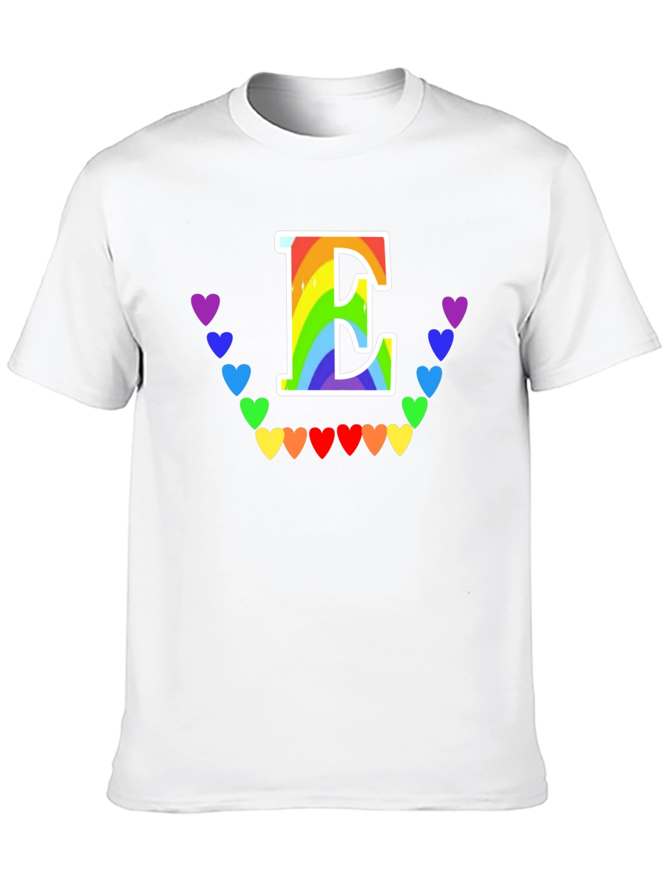 Rainbow Letter E Heart Tee - LGBTQ+ Pride