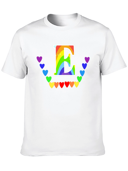 Rainbow Letter E Heart Tee - LGBTQ+ Pride