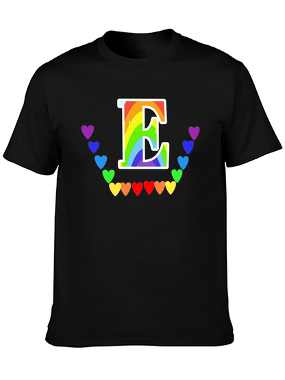 Rainbow Letter E Heart Tee - LGBTQ+ Pride