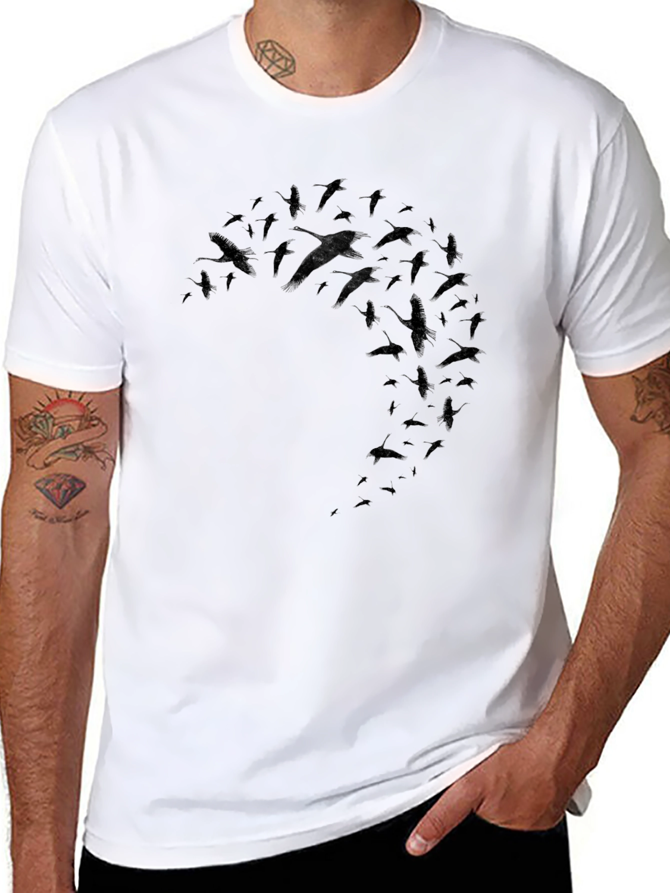 Mens Black Bird Graphic T-Shirt