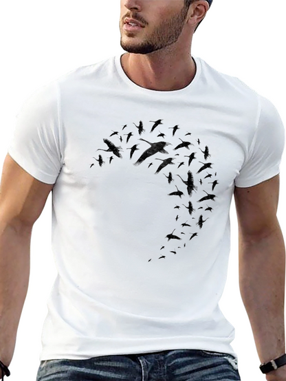 Mens Black Bird Graphic T-Shirt