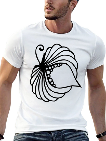 Stylized Shell Graphic Tee - Black