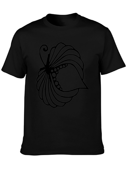 Stylized Shell Graphic Tee - Black