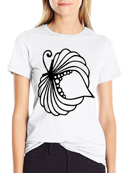 Stylized Shell Graphic Tee - Black