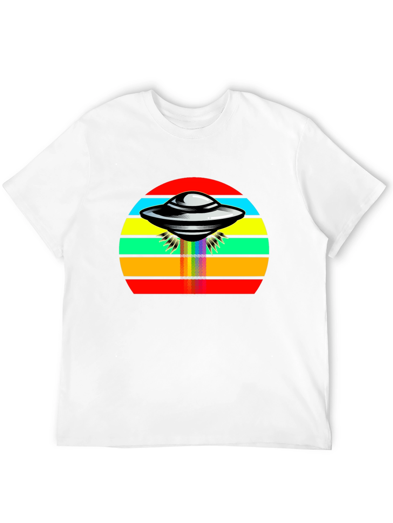 Retro UFO Rainbow T-Shirt - Black Tee