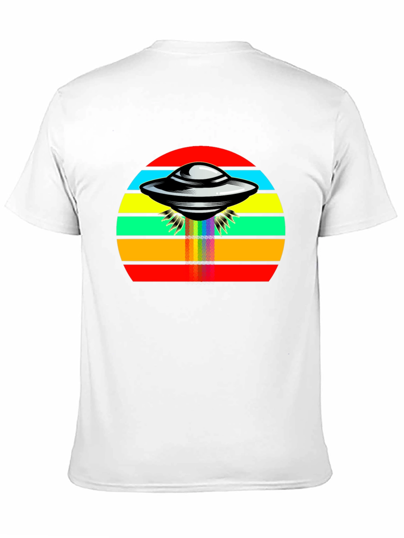 Retro UFO Rainbow T-Shirt - Black Tee