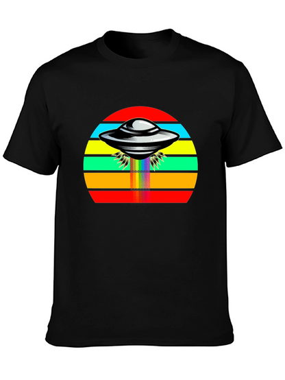 Retro UFO Rainbow T-Shirt - Black Tee