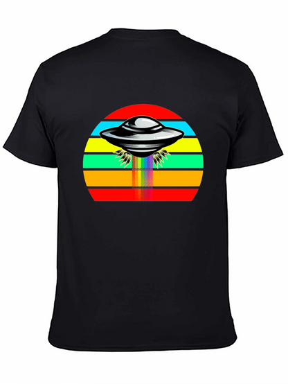 Retro UFO Rainbow T-Shirt - Black Tee