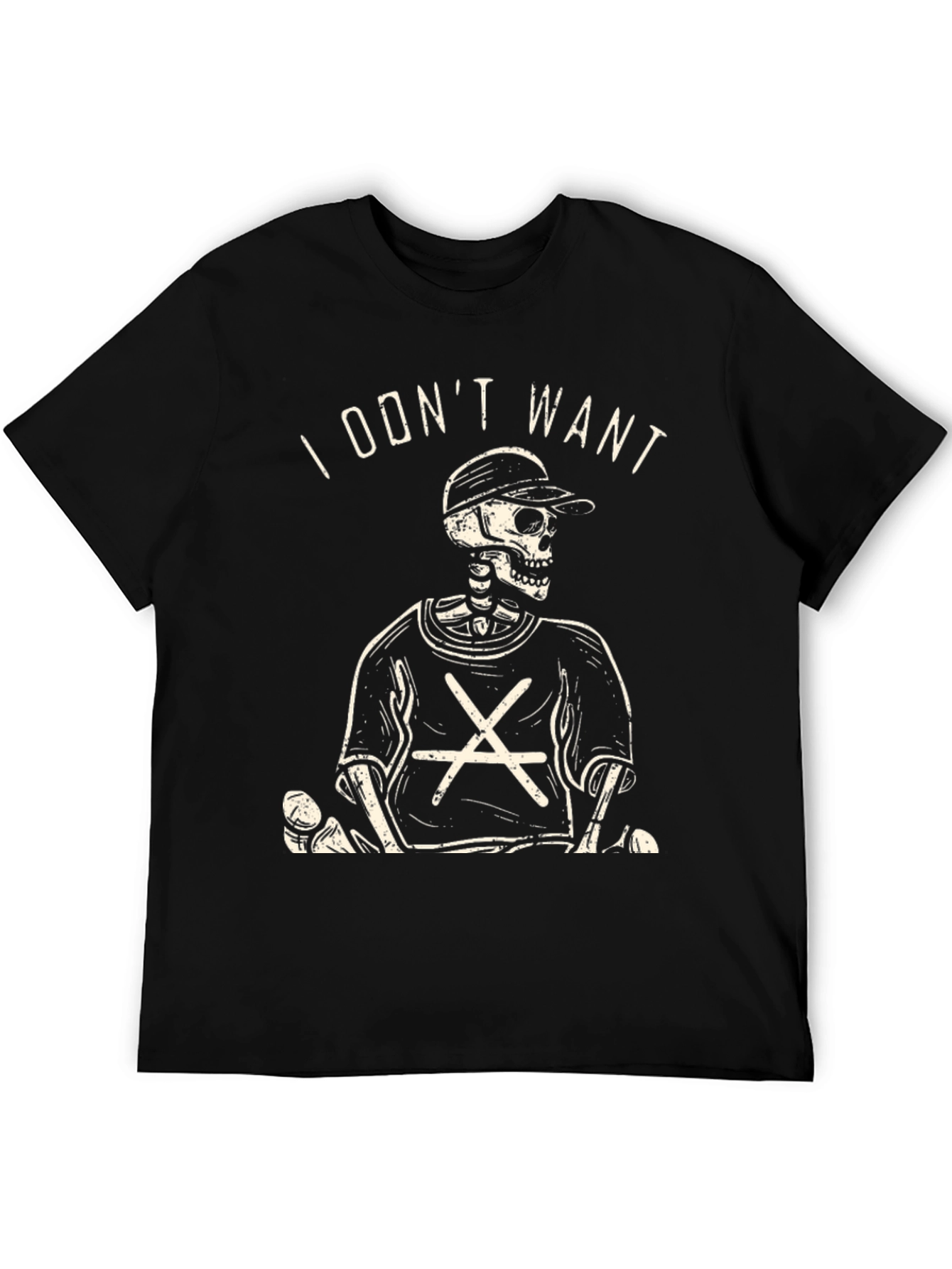 Skeleton Graphic Tee - I Dont Want Black T-Shirt