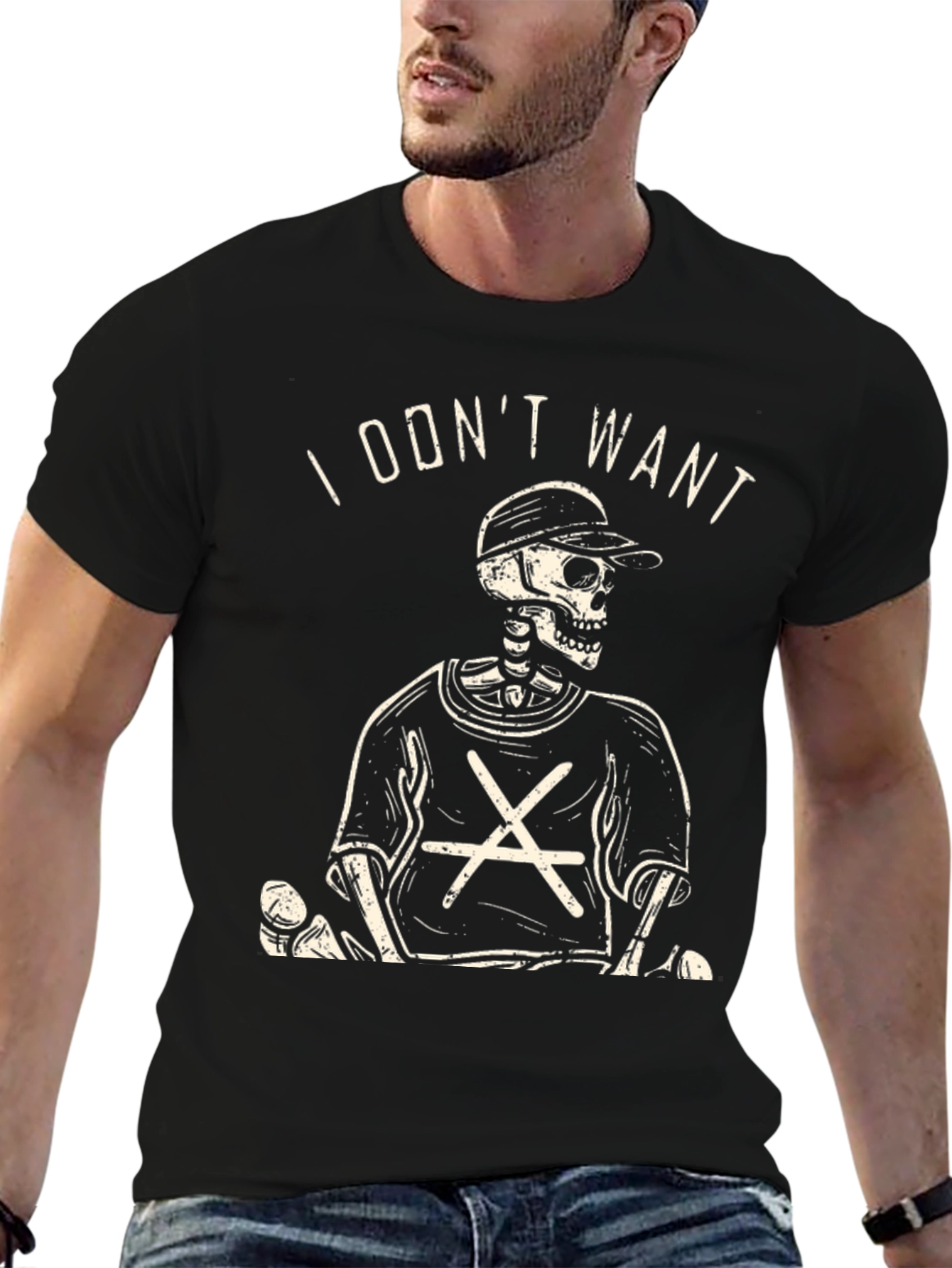 Skeleton Graphic Tee - I Dont Want Black T-Shirt
