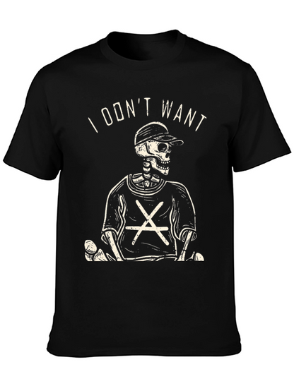 Skeleton Graphic Tee - I Dont Want Black T-Shirt