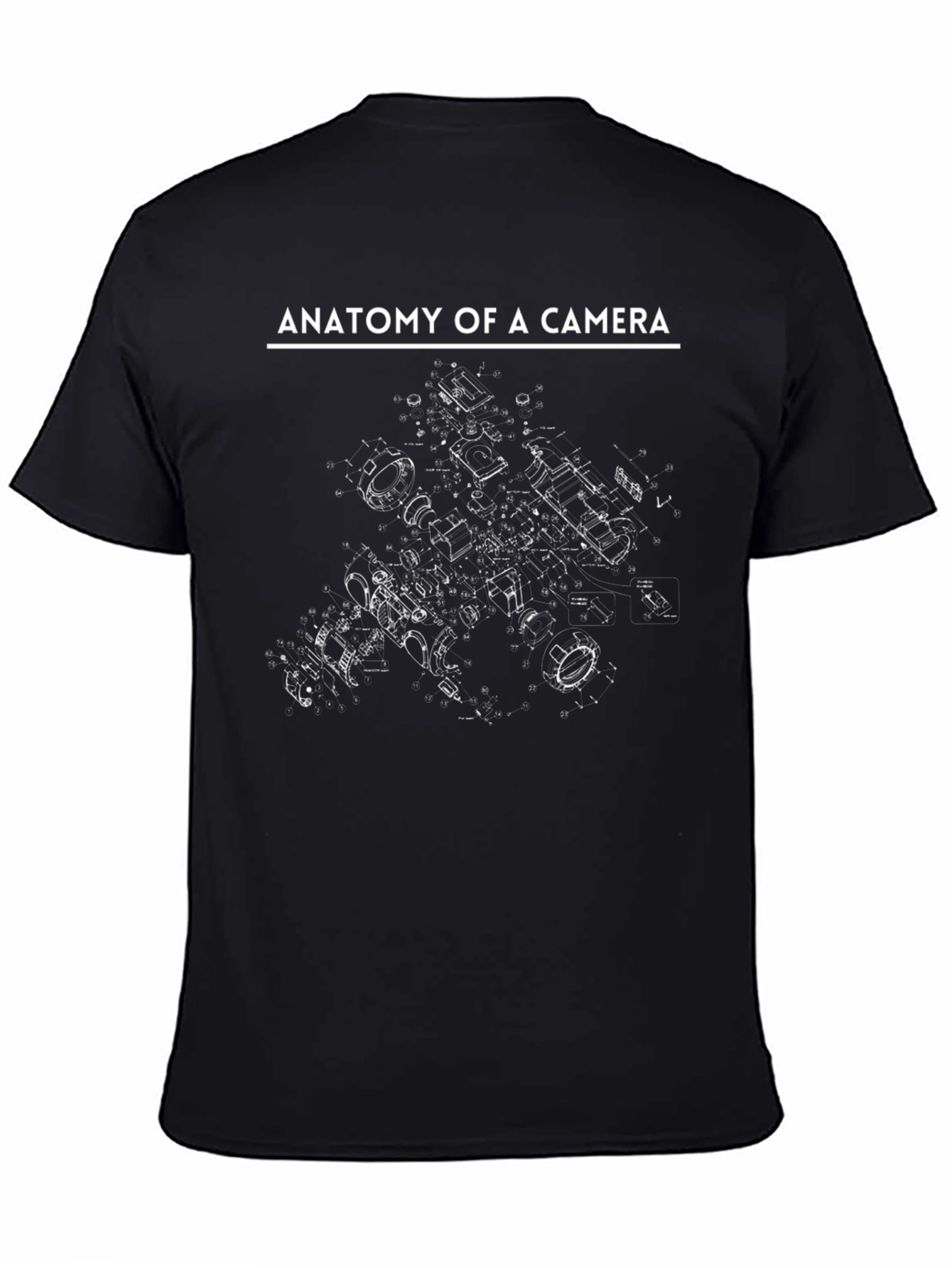 Anatomy of a Camera Black Graphic Tee