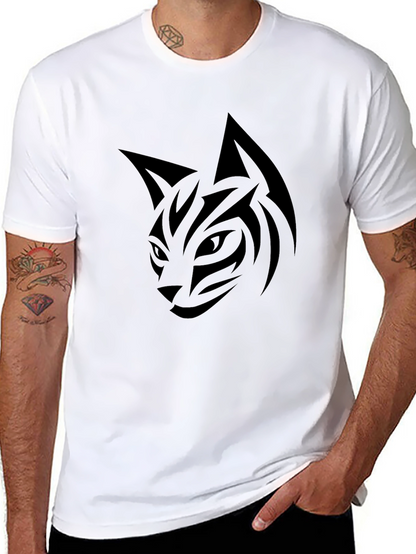 Black Cat Tribal Tattoo Graphic Tee - Mens
