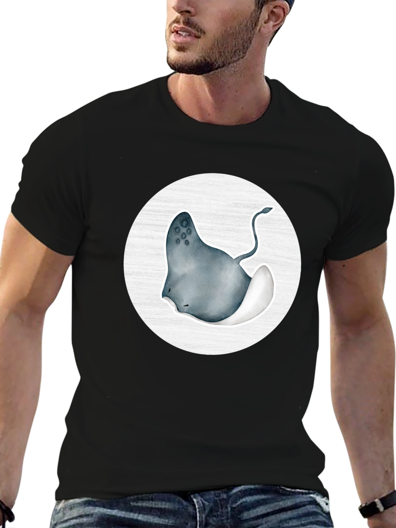 Stingray Graphic Tee - Black Cotton Blend