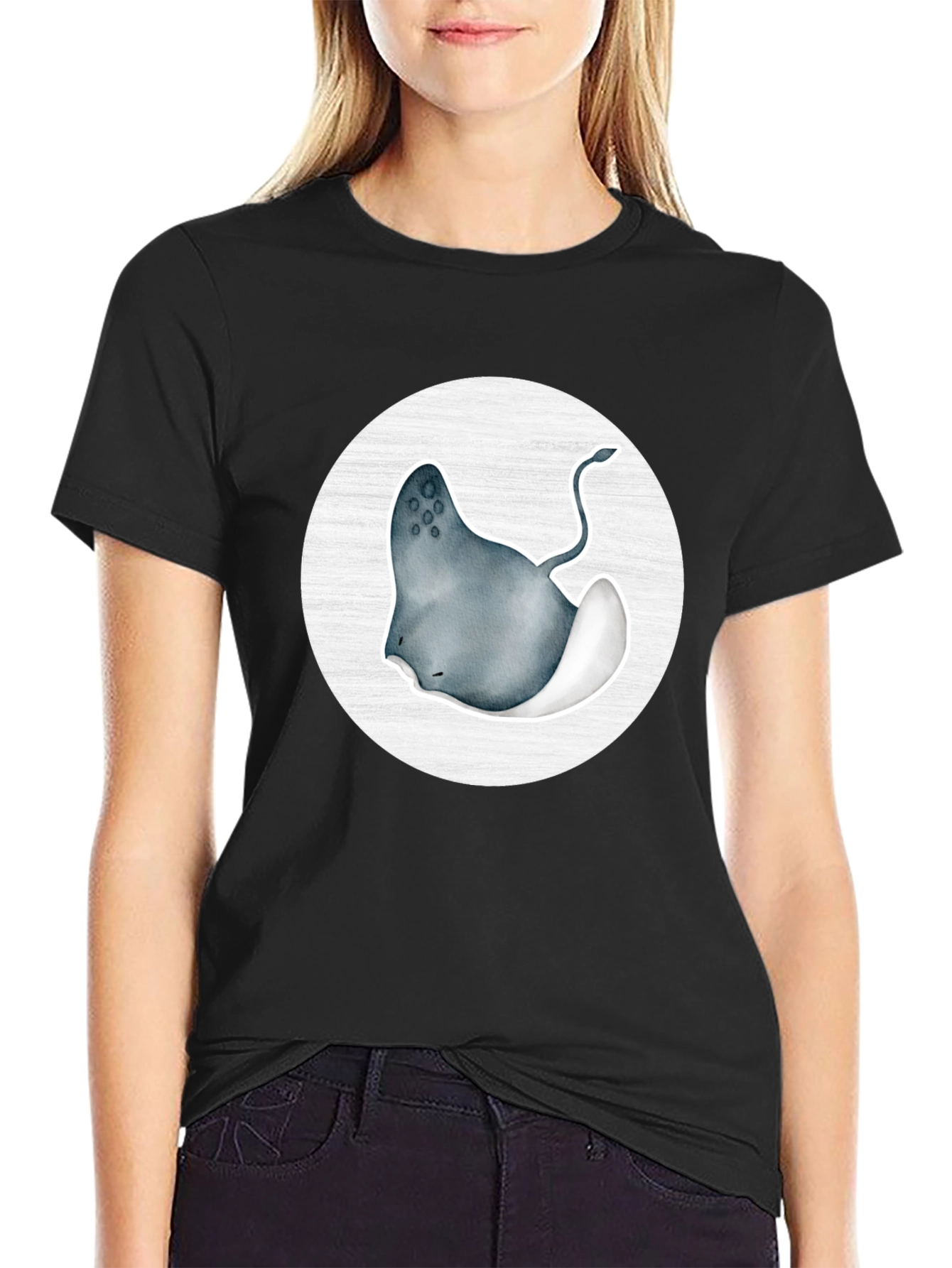 Stingray Graphic Tee - Black Cotton Blend