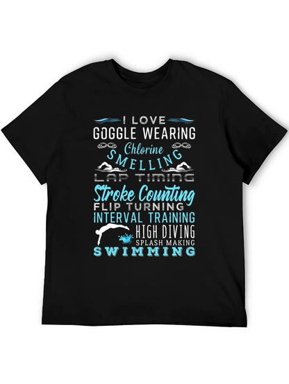 I Love Swimming Black T-Shirt
