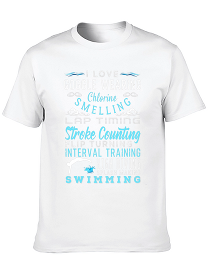 I Love Swimming Black T-Shirt
