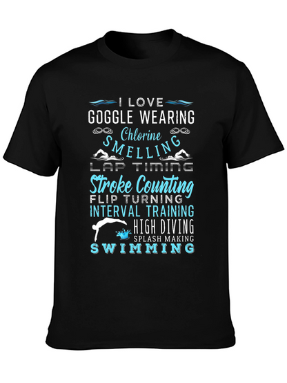 I Love Swimming Black T-Shirt