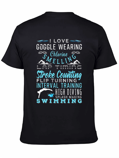 I Love Swimming Black T-Shirt