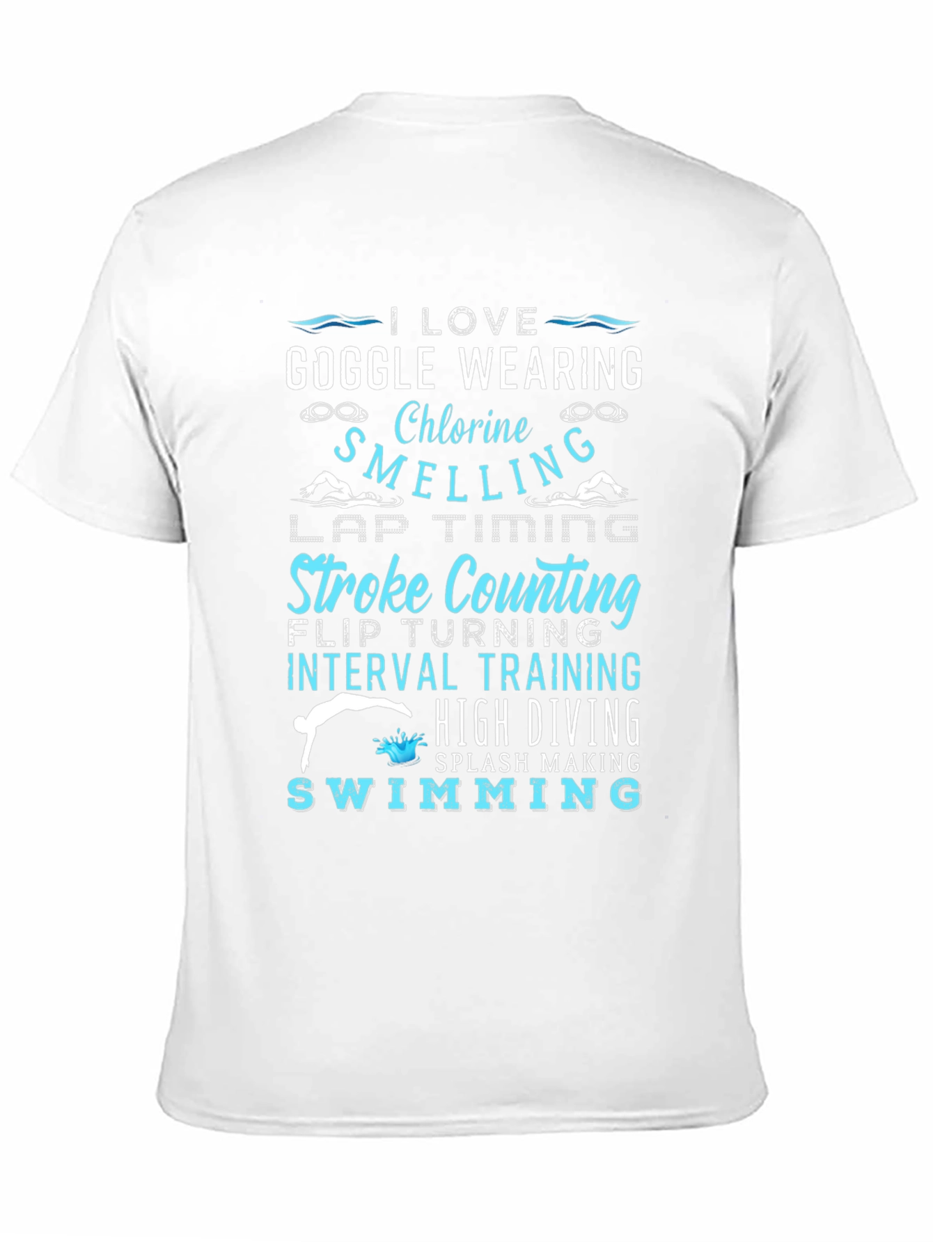 I Love Swimming Black T-Shirt
