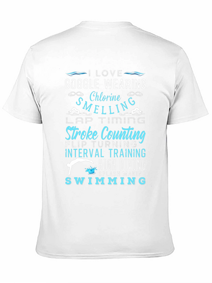 I Love Swimming Black T-Shirt