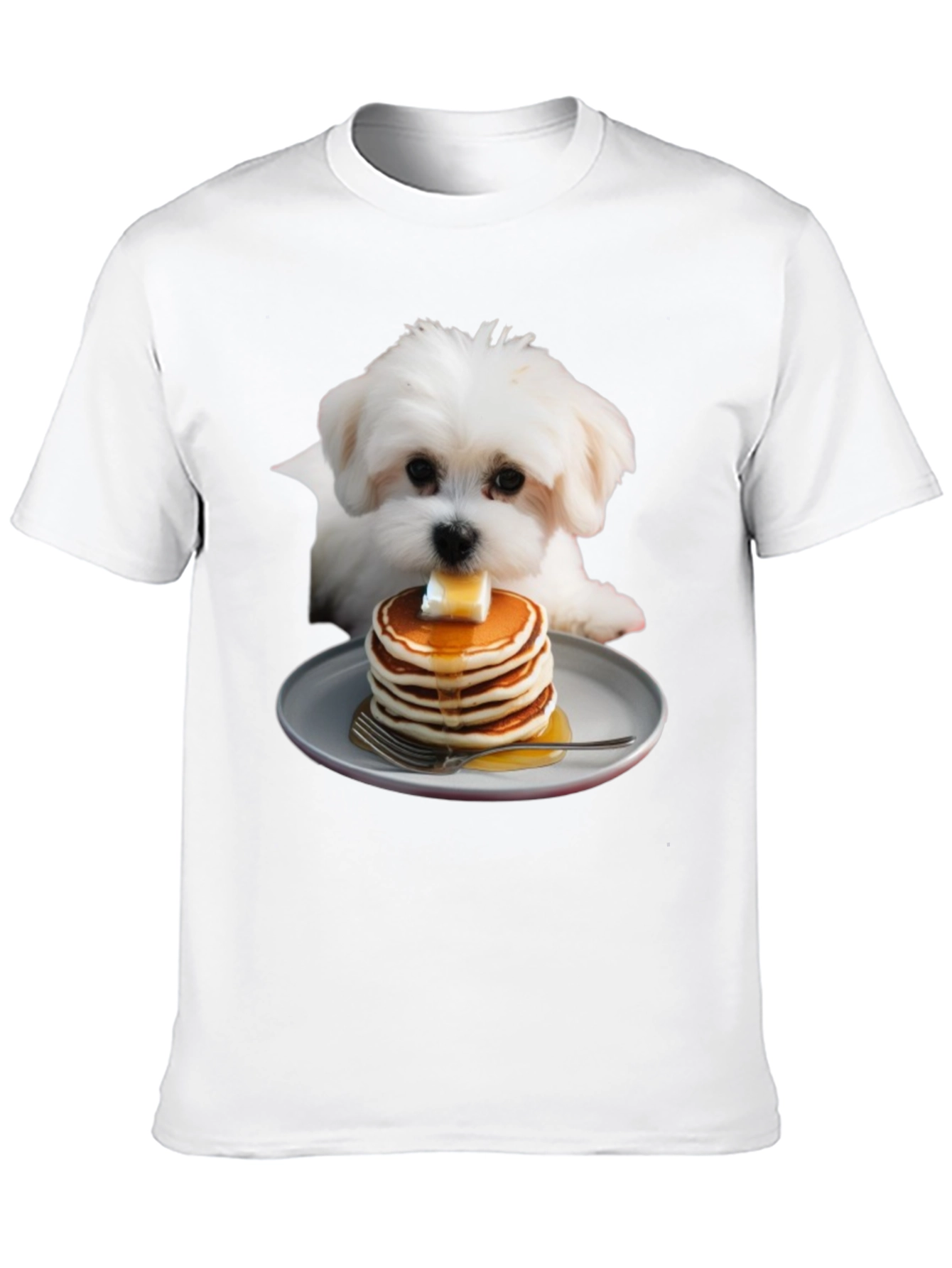 Dog with Pancakes Graphic T-Shirt - Unisex