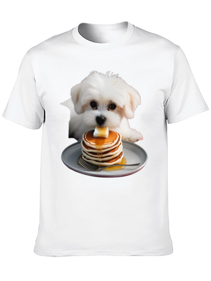 Dog with Pancakes Graphic T-Shirt - Unisex