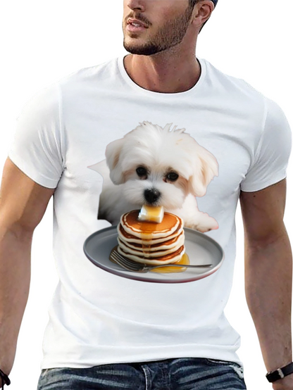Dog with Pancakes Graphic T-Shirt - Unisex