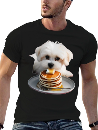 Dog with Pancakes Graphic T-Shirt - Unisex