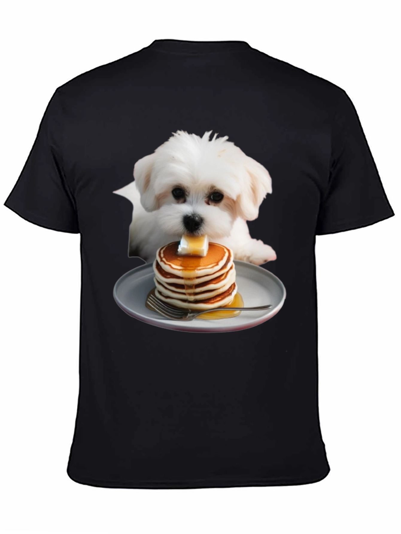 Dog with Pancakes Graphic T-Shirt - Unisex