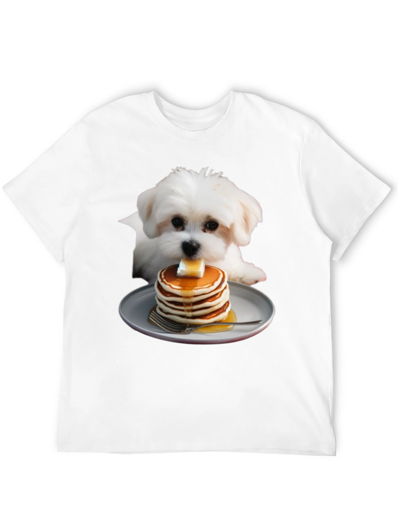 Dog with Pancakes Graphic T-Shirt - Unisex