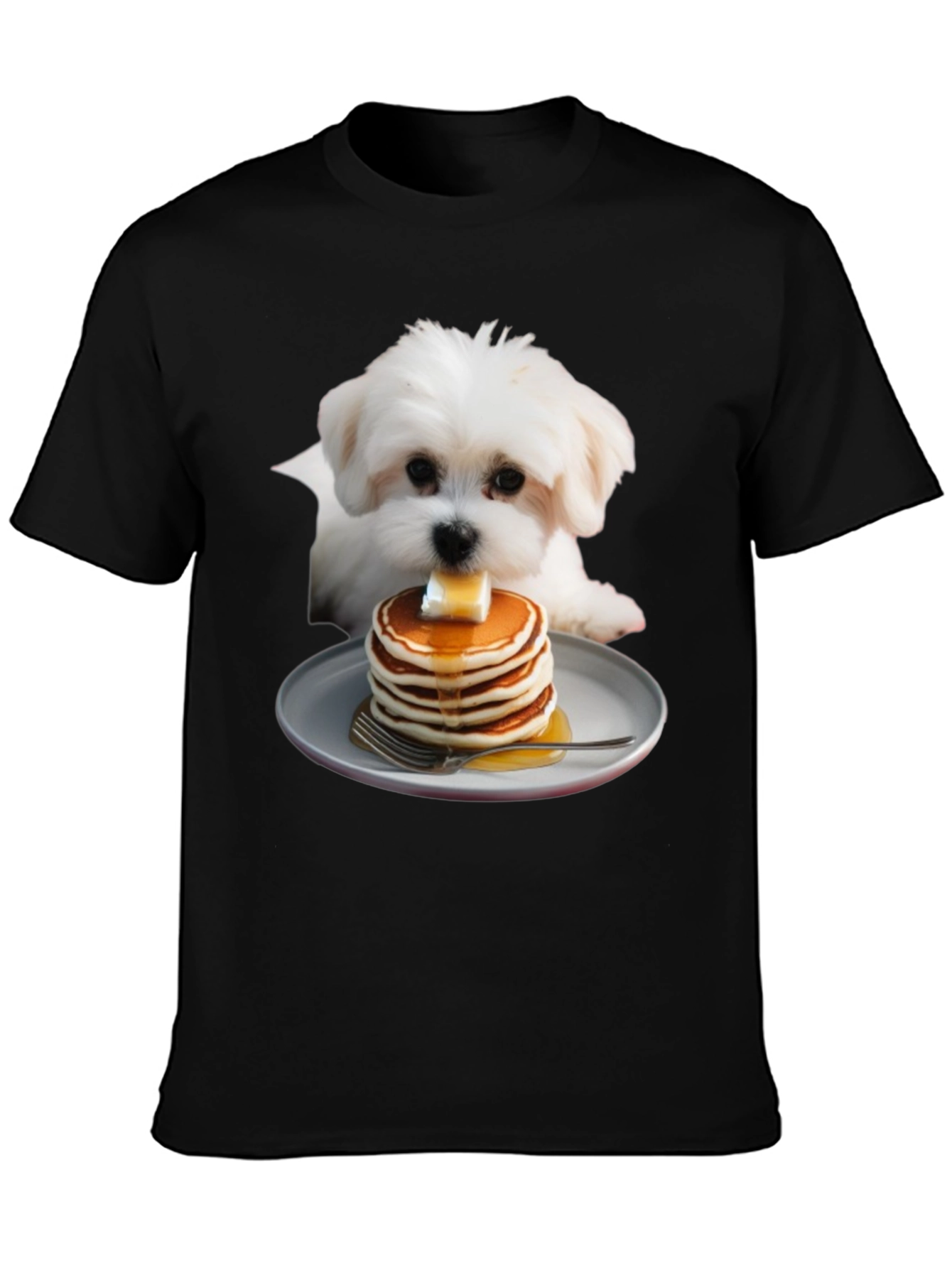 Dog with Pancakes Graphic T-Shirt - Unisex