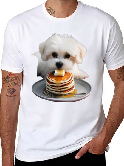 Dog with Pancakes Graphic T-Shirt - Unisex