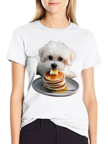 Dog with Pancakes Graphic T-Shirt - Unisex