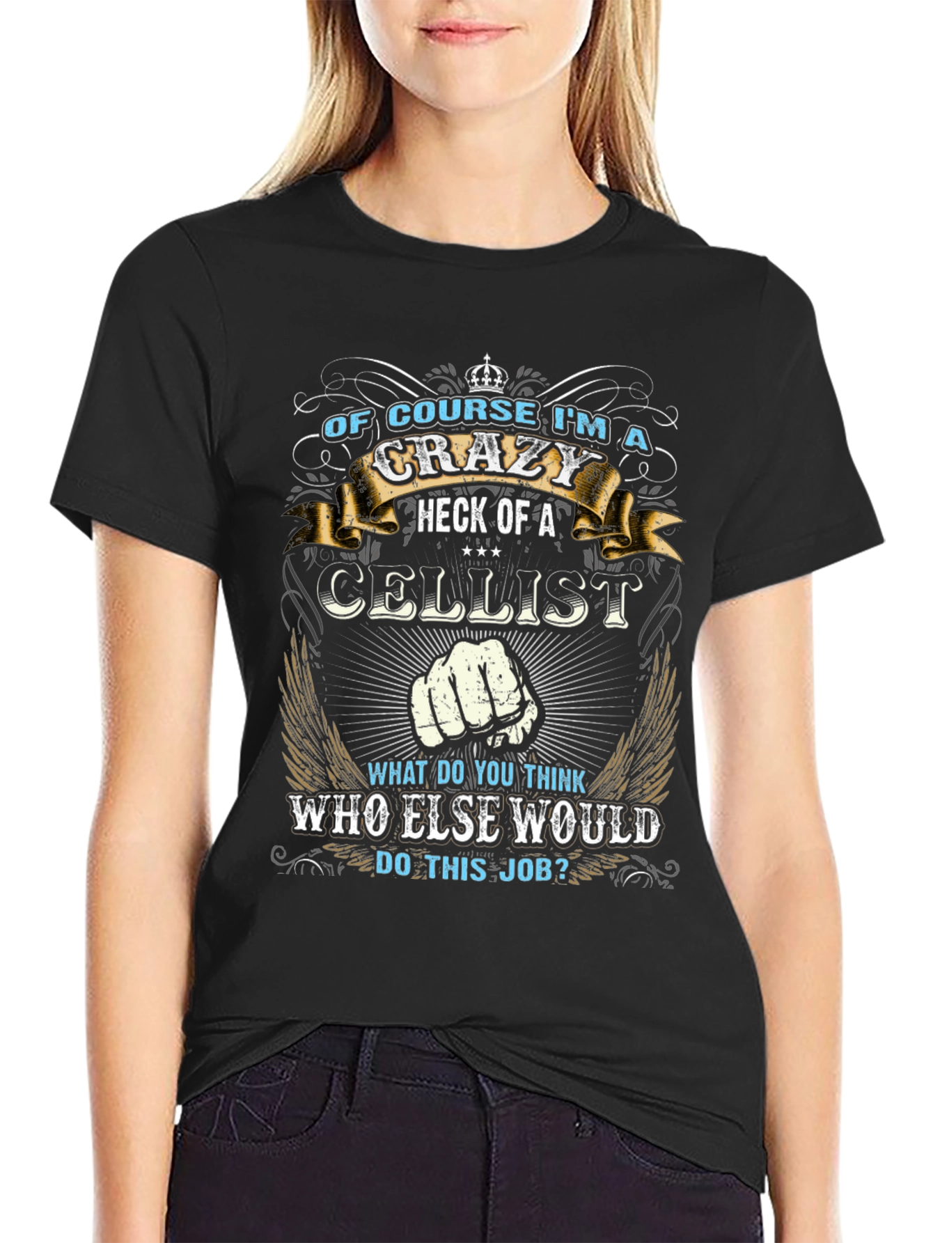 Crazy Cellist T-Shirt: Music Lovers Apparel