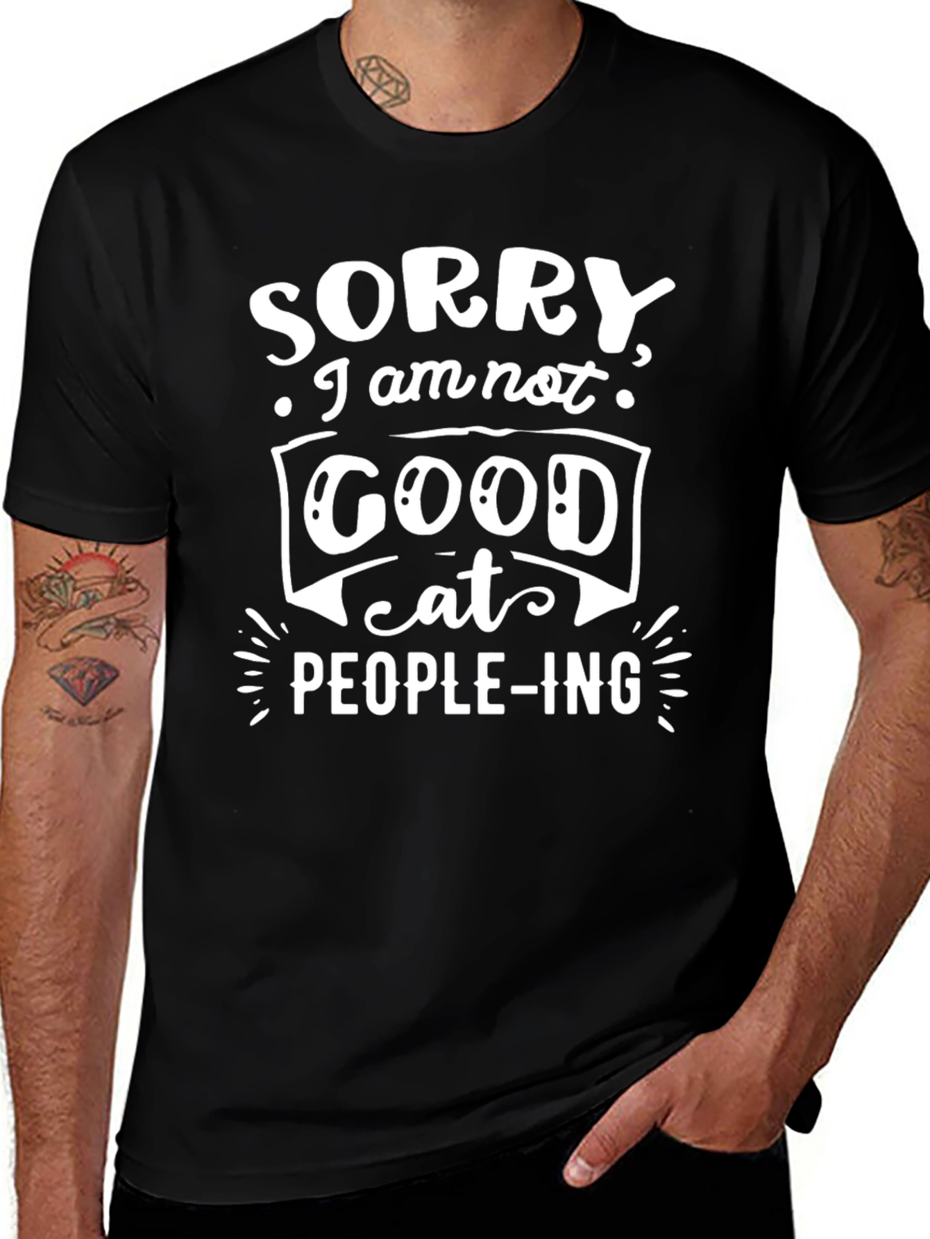 Sorry Im Not Good At People-ing Black Tee