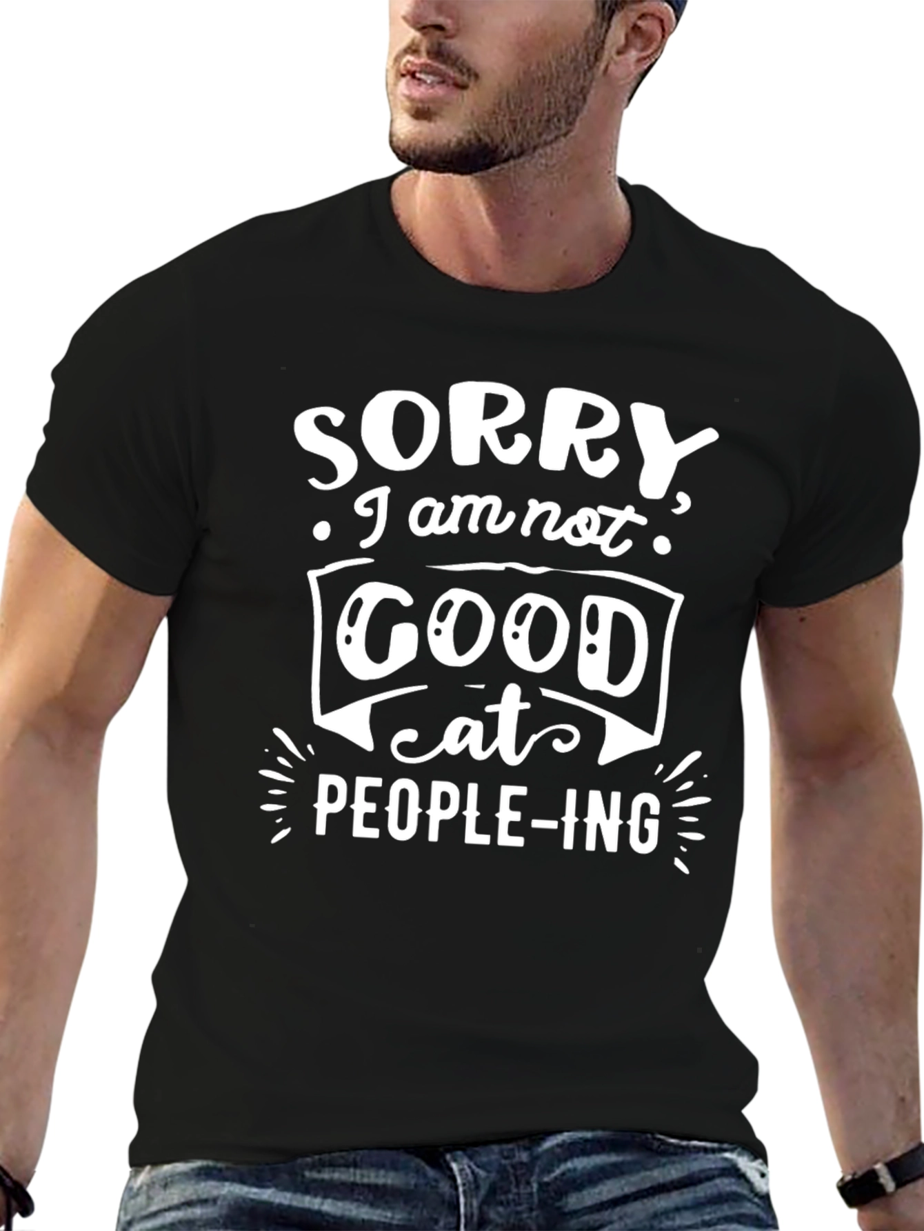 Sorry Im Not Good At People-ing Black Tee