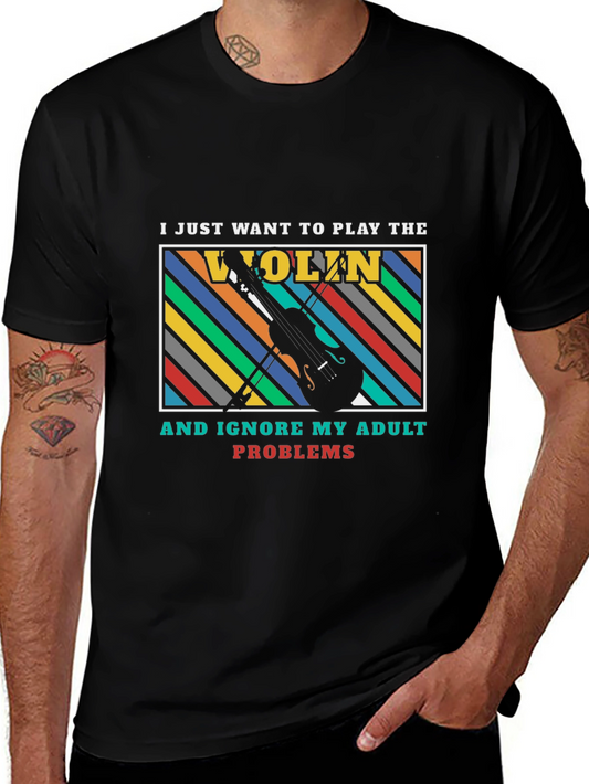 Play the Violin Adult Problems Graphic T-Shirt