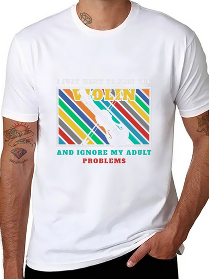 Play the Violin Adult Problems Graphic T-Shirt