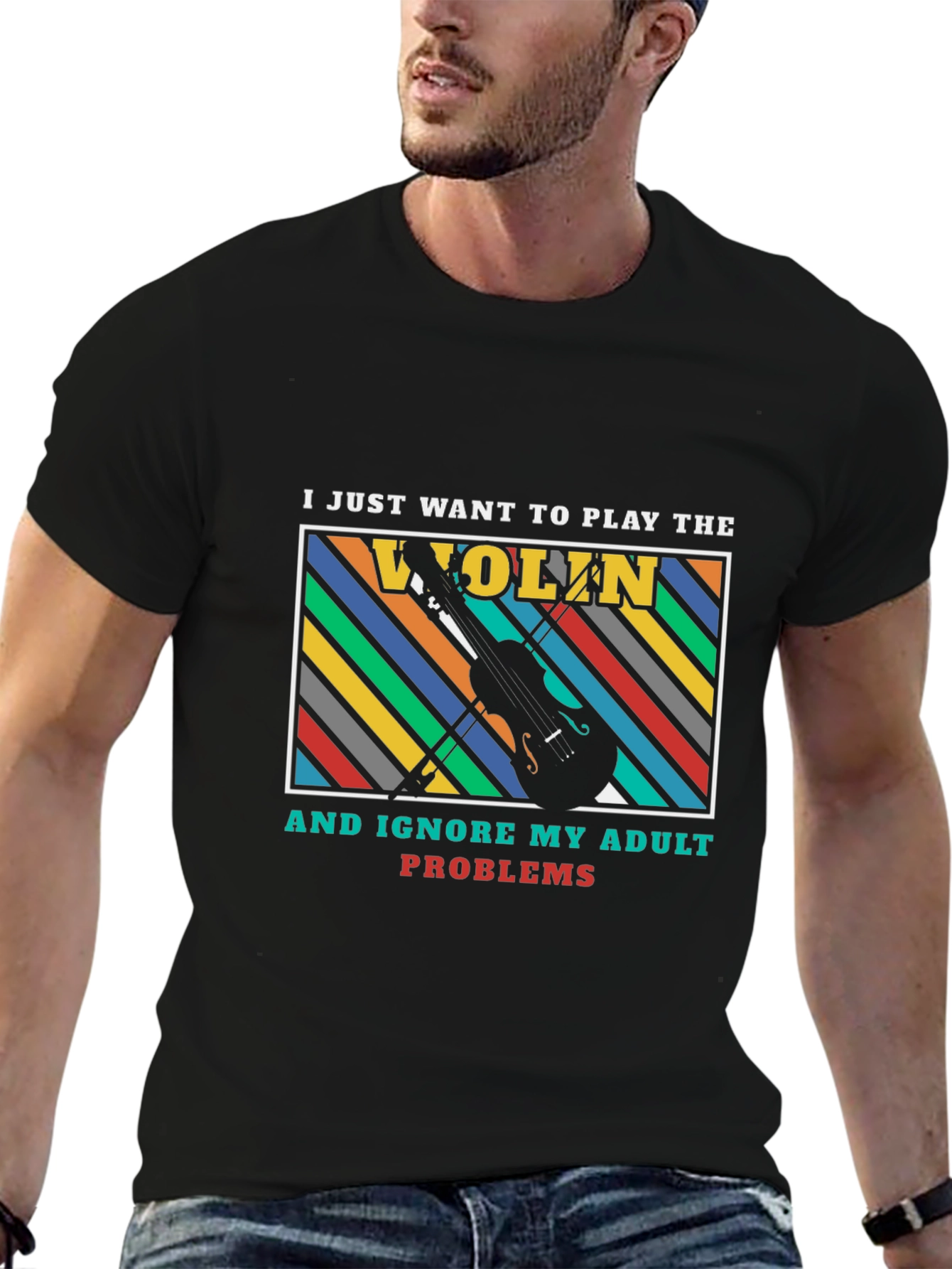 Play the Violin Adult Problems Graphic T-Shirt