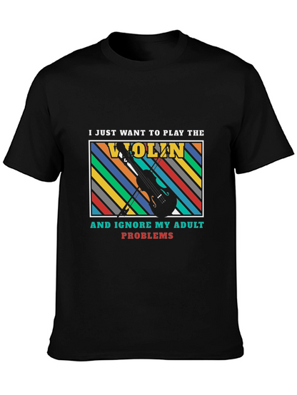 Play the Violin Adult Problems Graphic T-Shirt