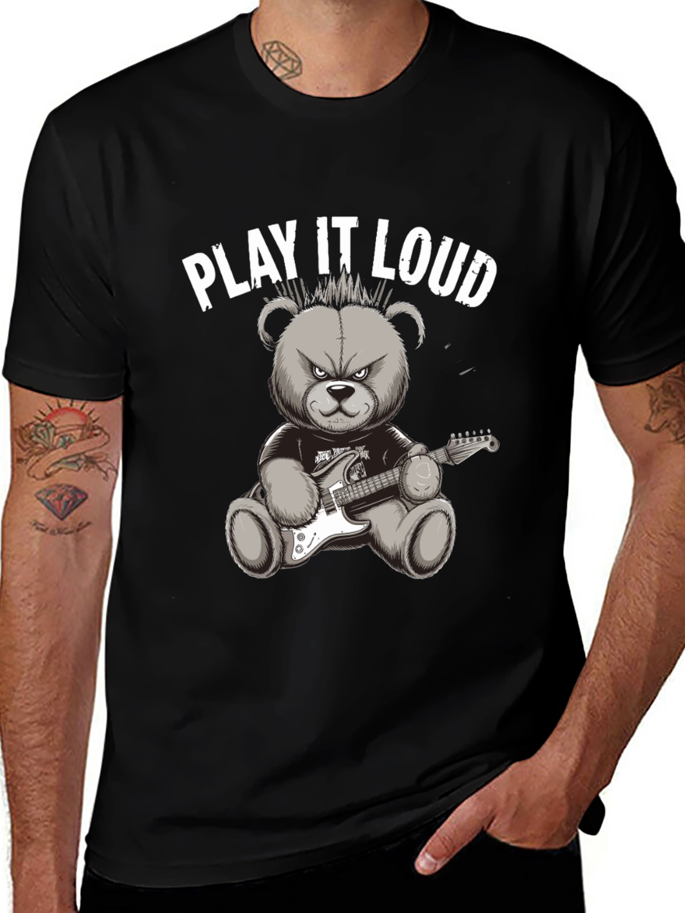 Play It Loud Rocker Bear Graphic Tee