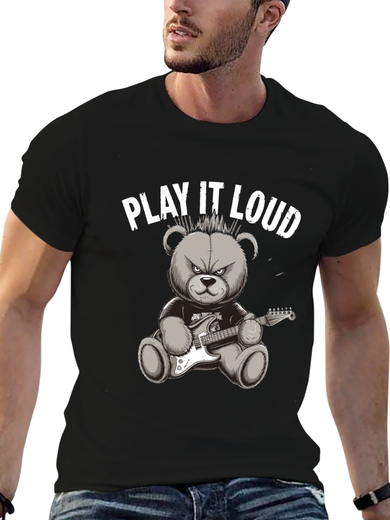 Play It Loud Rocker Bear Graphic Tee
