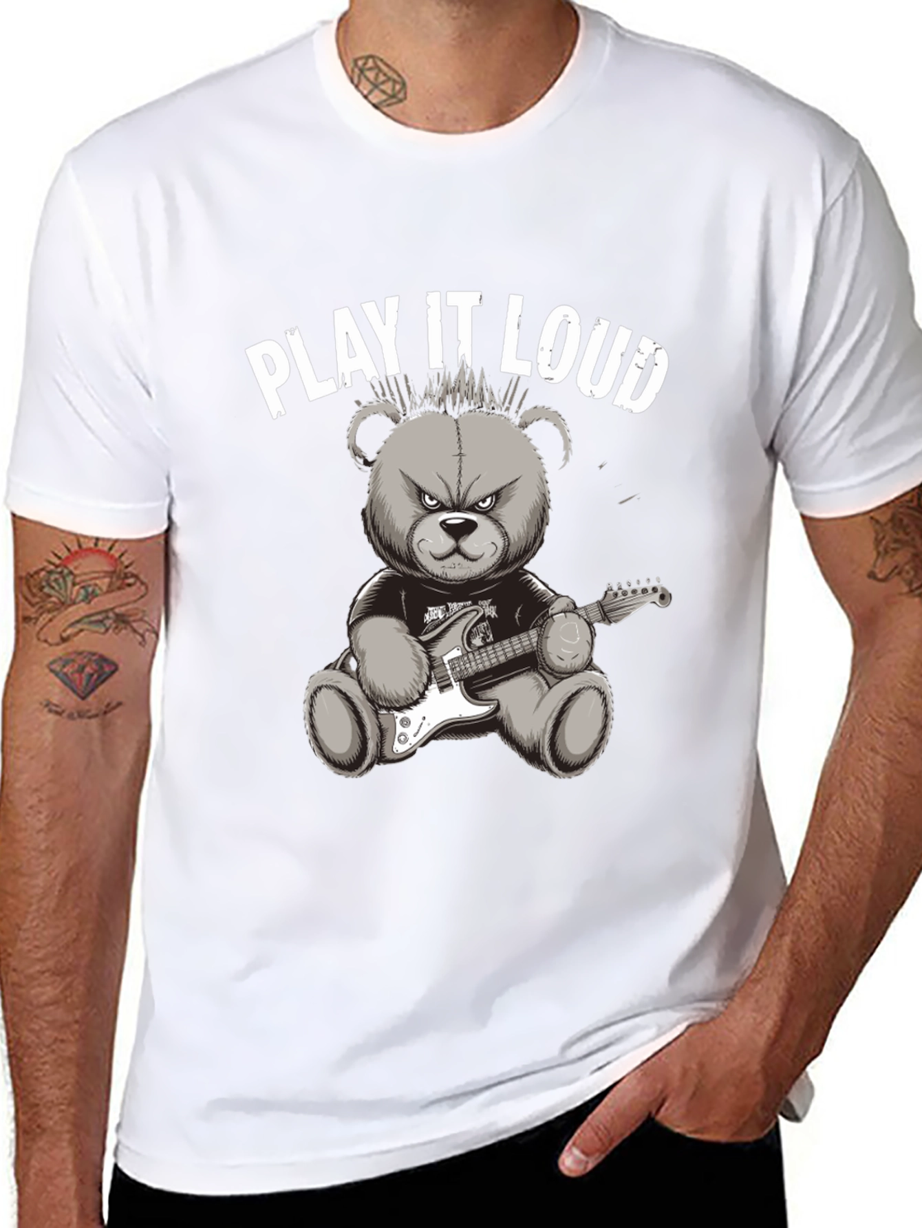 Play It Loud Rocker Bear Graphic Tee