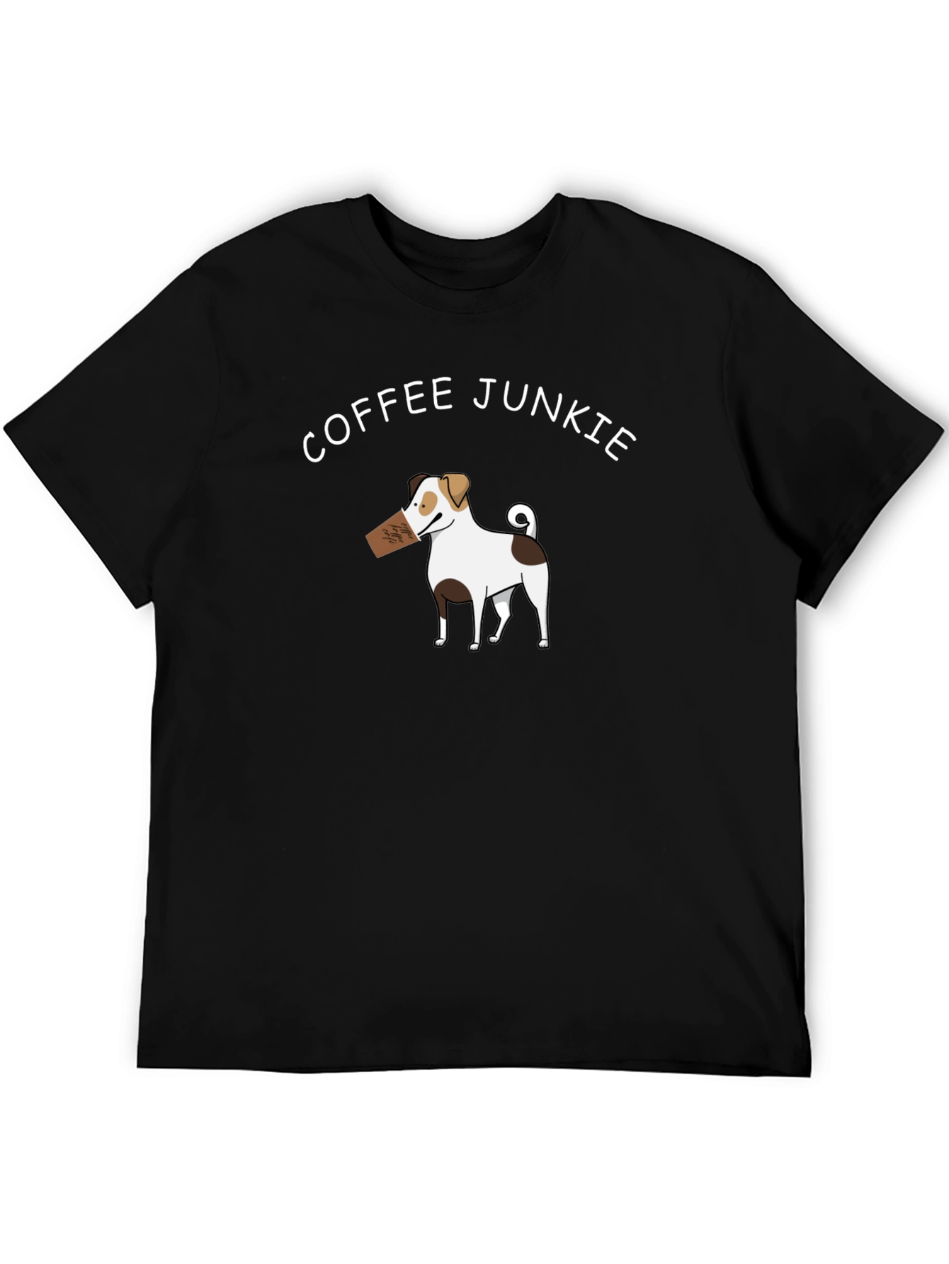 Coffee Junkie Dog Graphic T-Shirt