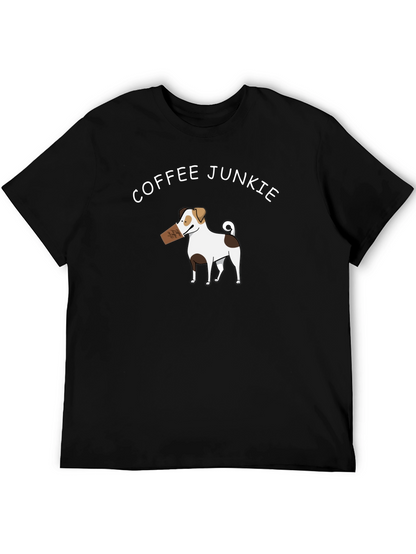 Coffee Junkie Dog Graphic T-Shirt